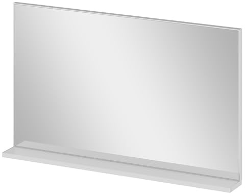 AQUABATOS Badspiegel mit Ablage ohne Licht Beleuchtung 100 x 60 cm Wandspiegel Metall Badezimmer Spiegel Badezimmerspiegel Hängespiegel Rechteckig Wohnzimmerspiegel Aluminiumrahmen Silber matt