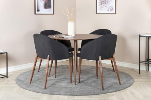 BOURGH Runder Esstisch - PLAZ Esszimmertische/Küchentisch mit Ø100cm & 75cm hoch - Kleiner Tisch in modernem Design mit Stahlbeinen (walnuss)