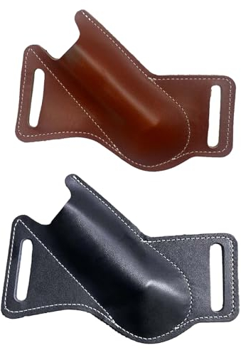 YHZNAGEM 2 Stück Messertasche für Gürtel，Leder Klappmesser Taschenmesser Hülle 5-Zoll Messerscheide für Taschenmesser, Klappmesser (Braun+Schwarz)