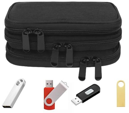 Estuche para unidad de memoria USB, organizador de estuche para unidad USB,Organizador de accesorios electrónicos con 30 ranuras - Bolso resistente portátil de la caja de la unidad de salto USB de agu
