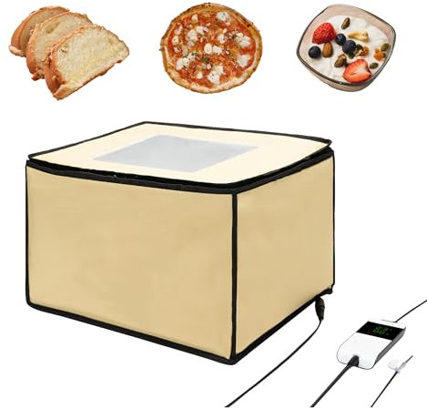 Bourske Brot Gärbox Sauerteig, Gärbox mit heizung für Brotteig Teiggärbox mit thermostat für Hobbybäcker, Faltbare Fermentation Box (Schwarze Kante, 40x30x25cm)