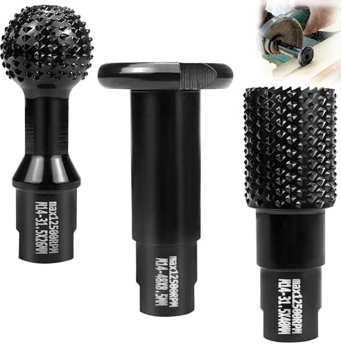 LBING Kugelfräser für Winkelschleifer, M14, 115/125mm, Holzbearbeitungswerkzeug mit Raspelscheibe (3 Stück Set 115/125mm)