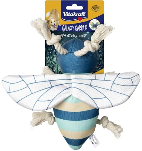 Vitakraft Galaxy Garden Biene, Spielzeug für Hunde, Hundespielzeug Kuscheltier, mit leisem Quietscher, hörbar nur für den Hund (1 Stück)