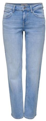 ONLY Low Waist Straight Onllopez Tai476 Taille Basse Droite DNM, Bleu Jeans Clair, 28W / 32L Femmes