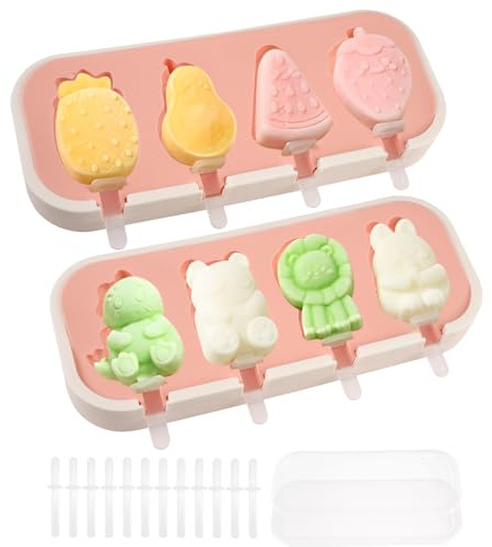 2 Piezas Moldes Silicona Helados,Molde para Helados con Palo,Reutilizable Moldes Helados Sin BPA,Molde Helado Silicona para Helados DIY Chocolate Postre Congelado