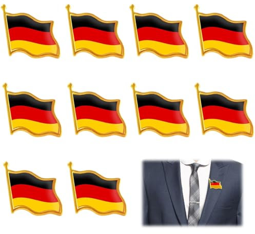 10 Stück Deutschland Pin, Nationale Abzeichen Badge, Deutschland Flaggen Anstecker, Metall Brosche für Deutsche Flagge Pin, Langlebig, Kein Verblassen, Kein Rost