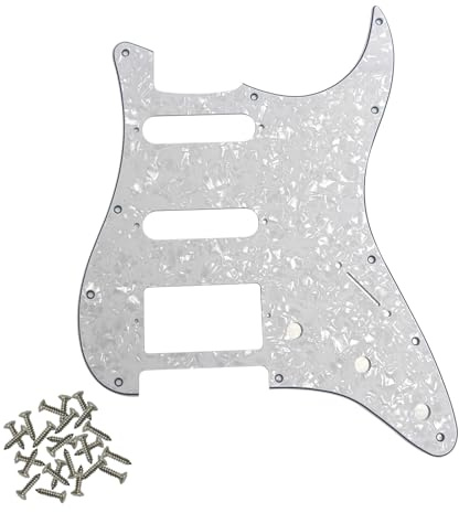 SHENGSUI White Pearl Strat HSS Pickguard 11-Loch E-Gitarre Schlagbrett SSH Schlagplatte für USA/Mexican Fender Modern Style Standard Stratocaster ST