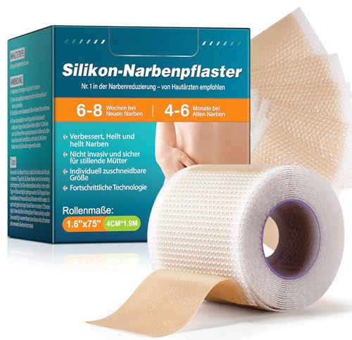 Silikonpflaster für Narben (4cm x 190cm) – Wiederverwendbare Silikon-Narbenblätter, hautfreundlich & haftstark – Wasserdicht & für alle Hauttypen