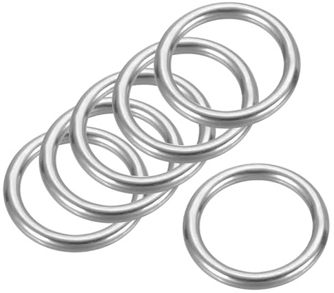 PATIKIL 6 Stück Metall O-Ringe, 5x30mm Metallringe O-Ring Silber | Ozeanklasse 316-Edelstahl geschweißte Rundringe, DIY-Zubehör, für tragfähige Zelte, Kajaks, Tauchernetze, Hängematten