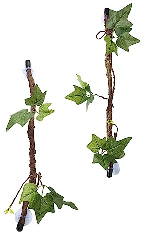 HEMOTON Künstliche Kletterpflanzen und Dekorative Gestaltung aus Kunststoff 2 Stück Grün Natürliche Reptilienranken zur Bewegung für Terrarium im Indoor Gehege