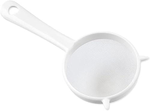 Fine Mesh Plastic Strainer,Kitchen Handheld Plastic Screen Mesh Tea Leaf Strainer Flour Sieve Colander, Flour Sieve Colander Kitchen Accessories White Large