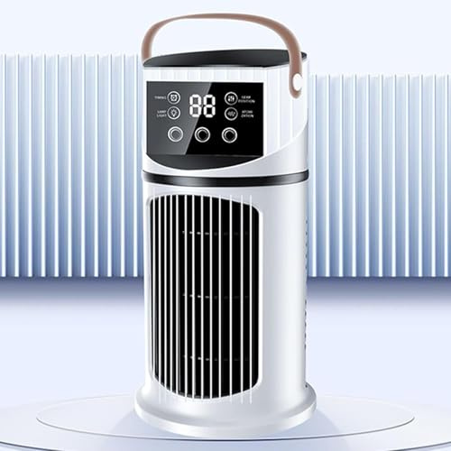 Ventilador portátil, 4 en 1 enfriador de aire, ventilador de aire acondicionado móvil, silencioso de 4 velocidades de viento y niebla fría, LED Touch Control, enfriado