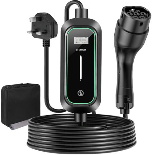 EV Charger Cable Type 2 Pin 3kW/8.6M/6A-13A/1-Phase, Home and Portable Electric Car Charger with Holder, IP67/IP65 Waterproof Charging Cable with LED Indicator Light, for EVs & PHEVs (3kw-8.6m)
