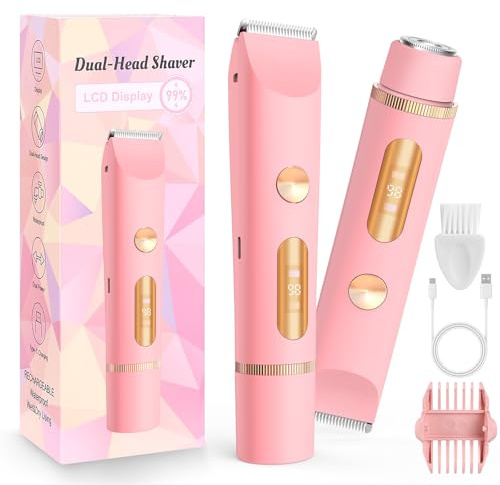 WGIDSKKI Afeitadora Mujer, Razor Women 2-in-1 con Estación Recargable USB, Razor de Mujeres Eléctricamente para Vergüenza y Nariz del Cuerpo, Navaja Íntima para Mujeres Húmedas y Secas