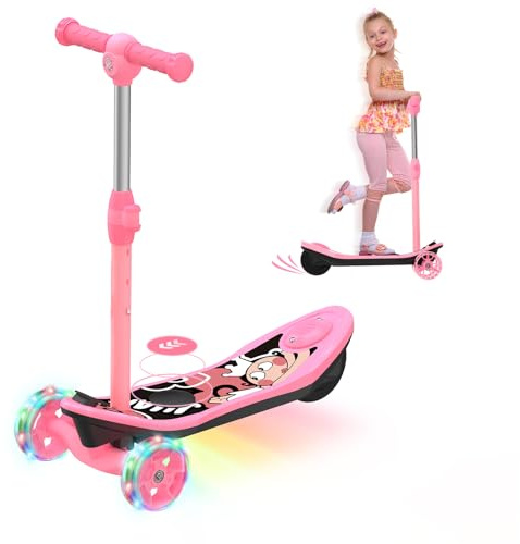 iScooter Elektrisk sparkcykel för barn i åldrarna 3–12, 2-i-1 med 12 V 5 Ah-batteri och färgglad ljuseffekt med 5-tums hjul, maximal lastkapacitet 50 kg