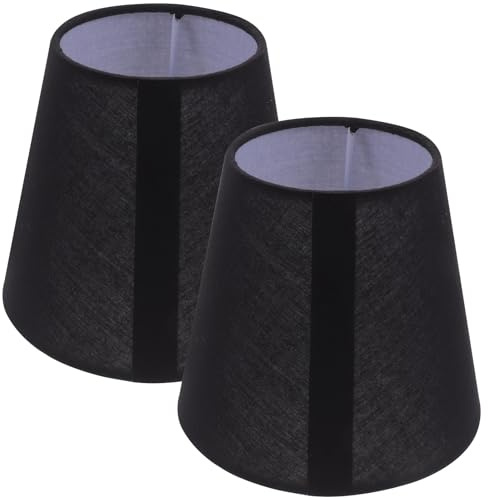 HOMSFOU Black Cloth Lampshade Pair 5.51In Fabric Lamp Covers for Table Lamps Floor Lamps Chandeliers E14 Fittings Easy Installation Home Lighting Set of 2