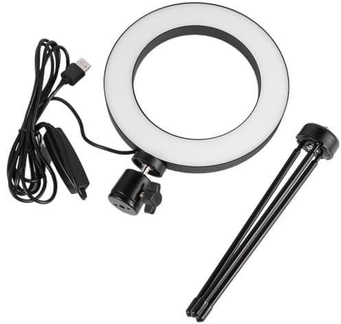 FUTUREORYY Lámpara de Anillo LED para Video y Transmisión en Directo, Luz de Relleno Portátil con Clip, Material Plástico y Metal, Color Negro, Paquete de 2 Piezas