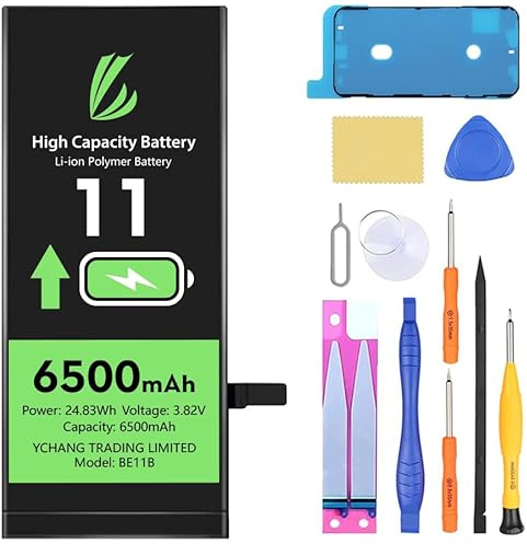 LL TRADER Akku für iPhone 11, 6500mAh mit Reparatursets