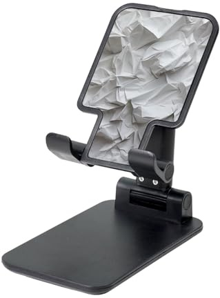 LHDGBNV Foldable Phone Holder for Desk, Portable Adjustable Cell Phone Stand Crumpled Paper Tablet Stand Holder Suitable for All Most Phones Black