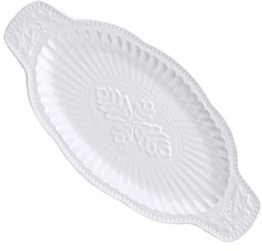 LOLIPPYY Plato Decorativo para Pescado Doble Asa Medianos, Cerámica Ósea Blanca, Superficie Lisa Fácil Limpieza, Multiusos para Hogar, Restaurante y Mesa, Plato para Servir Comida