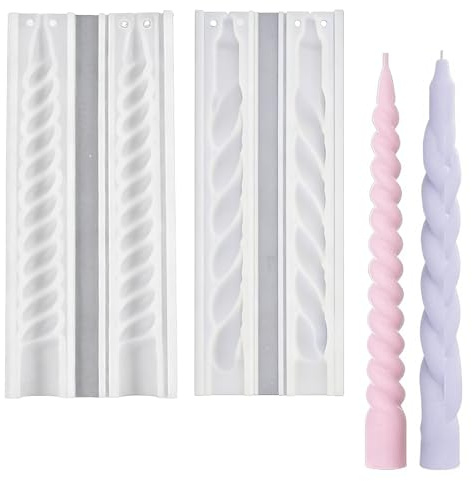 ANBOO Kerzenformen Silikon 2er Set Kerzengiessformen Silikon für Stabkerzen – Öffnungsform für Einfaches Entformen, Spiral Kerzenformen zum Gießen (Zylindrische Kerzenform)
