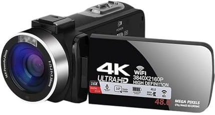 Vidéo Camara 4k, Professionnelle for Le Streaming Vlog avec caméscope à Vision Nocturne Infrarouge WiFi Zoom numérique 16x Vlogging(32G)