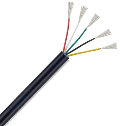 5-adriges UL2464 PVC-ummanteltes Kabel, verzinnter Kupferdraht 28–18 AWG, 5–100 m for Lautsprecher, LED-Licht, Kfz-interne Verkabelung (schwarz)(10M,20AWG)