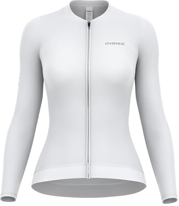 INBIKE Radtrikot Fahrradtrikot Damen Langarm mit 3 Taschen UV-Protect Atmungsaktiv Schnelltrocknend Fahrradsport Frauen WFL880 | Hochelstisch Weich Hautfreundlich Schnelltrocknend Fahrradsport Frauen