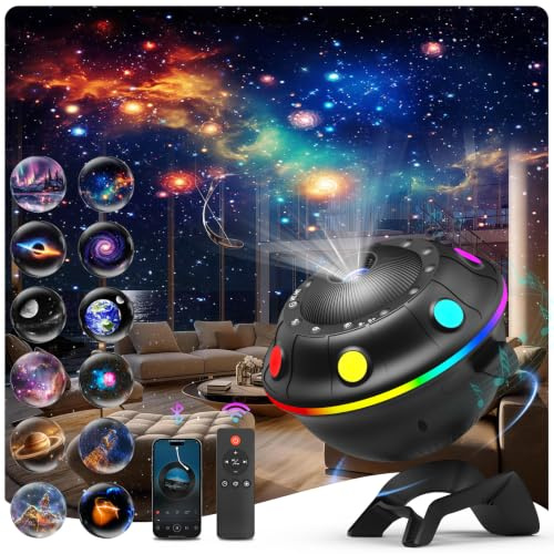 FlyLily Galaxy Projector Star Projector 13 in 1 Planetarium Night Light | Galaxy Projector with Timer Remote, Bluetooth Speaker, 15 White Noises, RGB Effects, Night Light Projector for Kids Adults