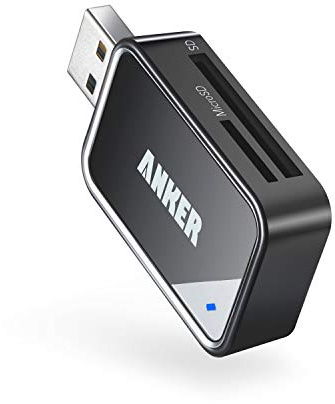 Anker USB 3.0 Micro SD Card Reader, 5Gbps 2-in-1 SD Card Reader to USB Adapter for SDXC, SDHC, MMC, RS-MMC, Micro SDXC, Micro SD, Micro SDHC, UHS-I Cards - USB A CardReader