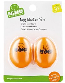 Nino Percussion Egg Shaker Paar – 2 Rasseleier für Kinder ab 3 Jahren – Musikinstrument – Geschenkidee - Kunststoff, Orange (NINO540OR-2)
