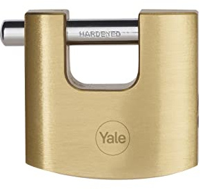 YALE Lucchetto rettangolare in ottone Y114B/60/114/1, larghezza corpo 60 mm, gancio in acciaio carbonitrurato da 26 mm, fornito con 3 chiavi