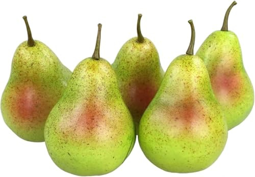 GMMH Künstliche Deko Birne, 5 Stück, Grün-Mix, Schwere Ausführung, Lebensechtes Plastikobst, Plastikfrucht, Kunstobst, Frucht, Dekoration, Schaufenster, Haushalt, Küche, Party, Hotel