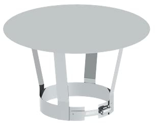 Tecnovis Kamin Regenhaube aus Edelstahl, Innendurchmesser 130 mm, Wandmontage, Silber