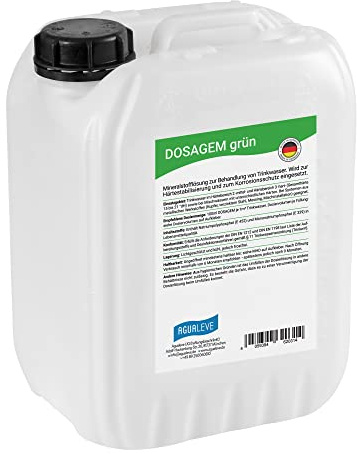 Agualeve DOSAGEM grün Mineralstofflösung 10 Liter – Härtestabilisierung & Korrosionsschutz – für Wasser im Härtebereich mittel (15° - 21 dH) – Dosierung mittels Dosieranlage – Made in Germany