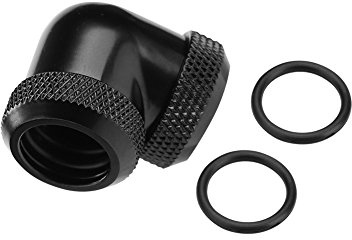 Wendry PC Water Cooling Fitting, 14mm OD G1/4 DIY 90 Degree Elbow Hard Pipe Tube Connector Water Liquid Cooling for PC Water Cooling System (Black)