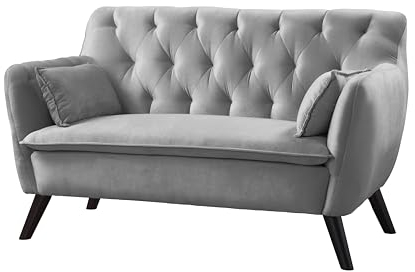 Atlantic Home Collection Sofa Janna, 2 Sitzer, Samt, Silber grau, 137x76x79 cm (BxTxH)