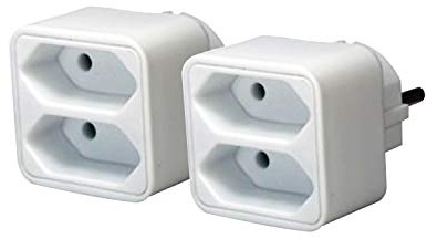 Brennenstuhl Mehrfachsteckdose (Steckdosenadapter 2-Fach Eurosteckdose mit erhöhtem Berührungsschutz) weiß (Single, 2 Stück)