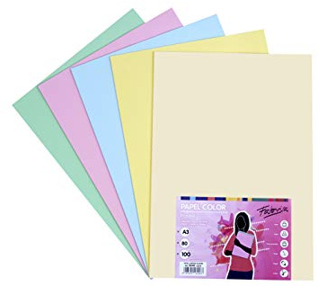 Pack 100 Hojas Colores Suaves Tamaño A3 80g