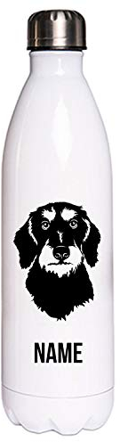 DACKEL RAUHAAR Hundemotiv Edelstahl Thermosflasche/Trinkflasche 750 ml mit Wunschnamen oder Text personalisiert