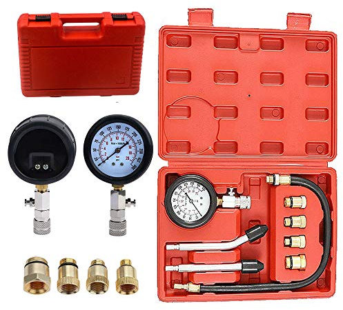 8-tlg Druckprüfer-Set für Motorzylinder Diagnosegerät,professionelles Kompressionstester-Set 0-20 bar oder 0-300 psi für Benzin- und Diesel-Kraftstoffpumpe