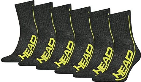 HEAD Herren Performance Short Crew 6p Ecom, Dark grey/Lime, 43