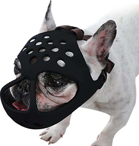 BARKLESS Maulkorb für Kurze Schnauze, weicher Frenchie-Maulkorb zum Beißen, Kauen, Lecken für Französische Bulldoggen, Boston Terrier, ideal für Flache und Aggressive Hunde, Fellpflege,