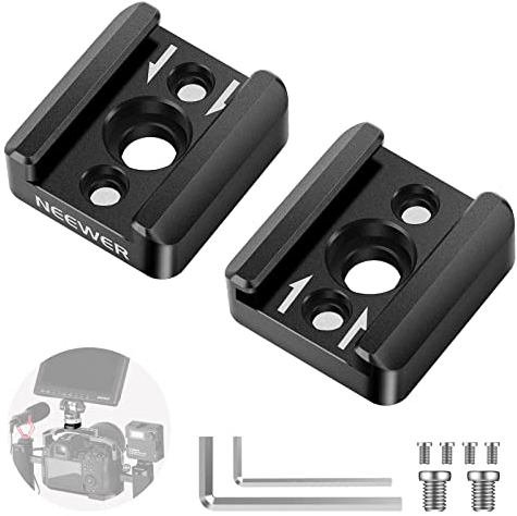 NEEWER Cold Shoe Mount Adapter, Cold Shoe Bracket with 1/4 Thread, Compatible with SmallRig DSLR Camera Cage Microphone LED Light Monitor and More (2 Pack, ST26)