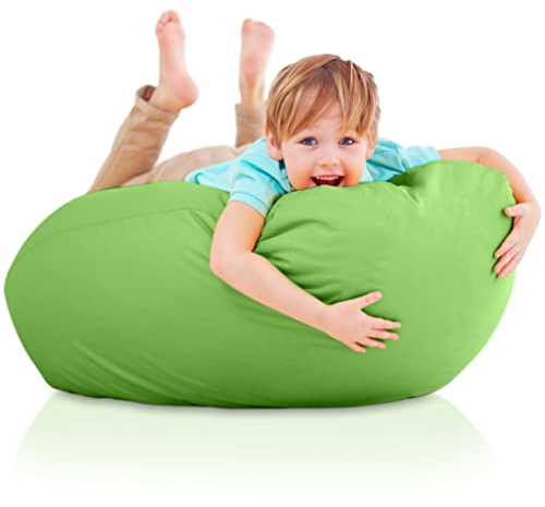 Aiire Pouf Enfant XXL avec Remplissage - Fauteuil Enfant Garcon pour la Decoration de la Chambre - Pouf Bebe, Coussin de Sol Enfants - Chauffeuse 1 Place, Pouffe Gamer Rond Vert