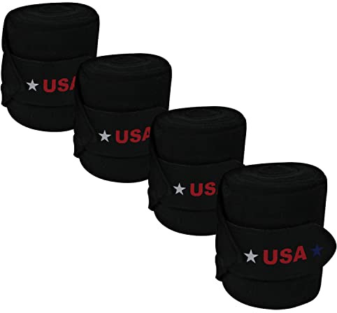 Horses Fasce Pile USA Style Nero, Fasce per la Protezione del Cavallo, per Favorire la Ripresa Dopo Gli Sforzi e Proteggerlo da Graffi e Urti