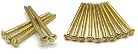 Pack of 10 Electrical Screws 50mm Brass M3.5 Thread Diameter Raised Slotted Head Long Screw for Socket Switch Plate Sockets Outlet Cover Electric Panel Fixings DIY Projects