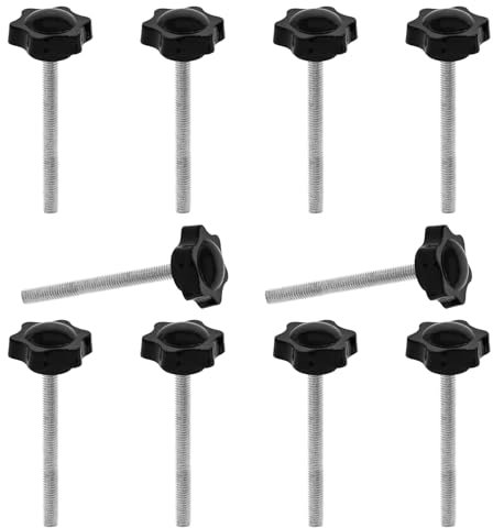 JJWNMLL 10PCS Manopola di Serraggio M8 * 80mm - Vite a Stella, Bulloni Filettati, Sostituzione Manopola Mano - Nero Grip