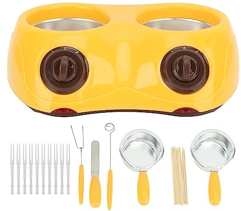 Schokoladen-Schmelztopf, Einfacher Tragbarer, Schneller Elektrischer Schokoladen-Fondue-Topf mit 2 Temperatureinstellungen für Heiße Milch für den Urlaub (Gelb)