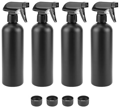 QWORK® 4 Pack 500ml Spray Bottle, Sprayer Container, Black, for Hair Dressing, Flower Plant Care, Cleaning